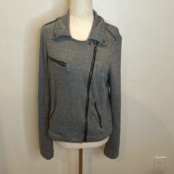 CURRENT ELLIOT THE EASY BIKER ZIP SOFT KNIT JACKET HEATHER GREY SIZE 3 (Sz 10) - Picture 4 of 13